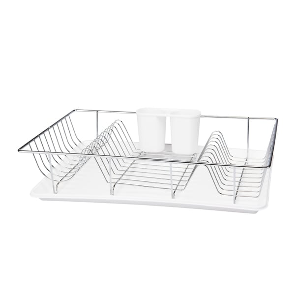 3Pc Chrome Dishrack W/ Tray -White
