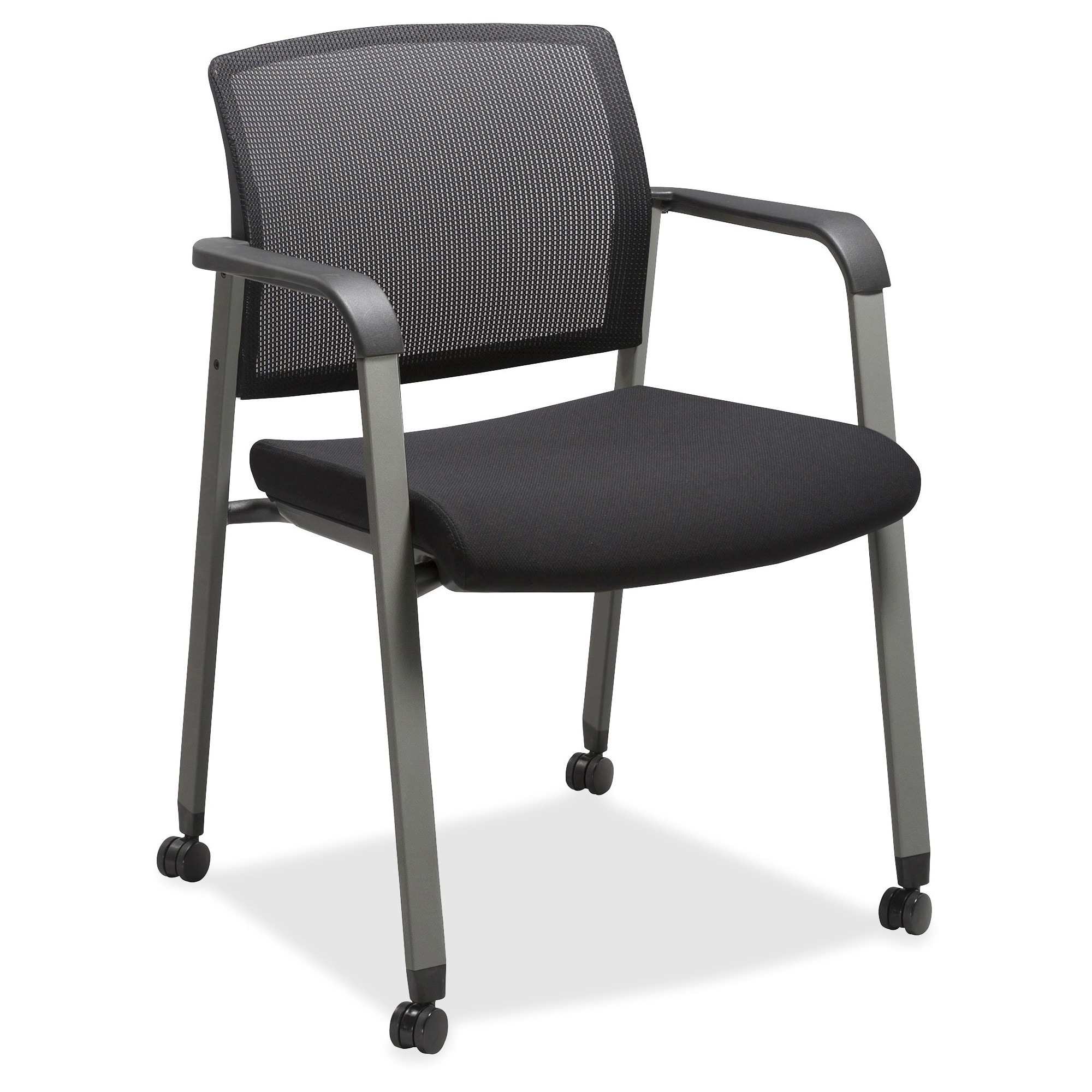 lorell mesh back guest chairs with casters