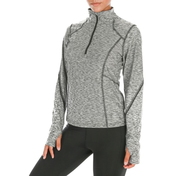 Womens Running Shirt 1//4 Zip Pullover Wick Yoga Jacket with Thumb Hole