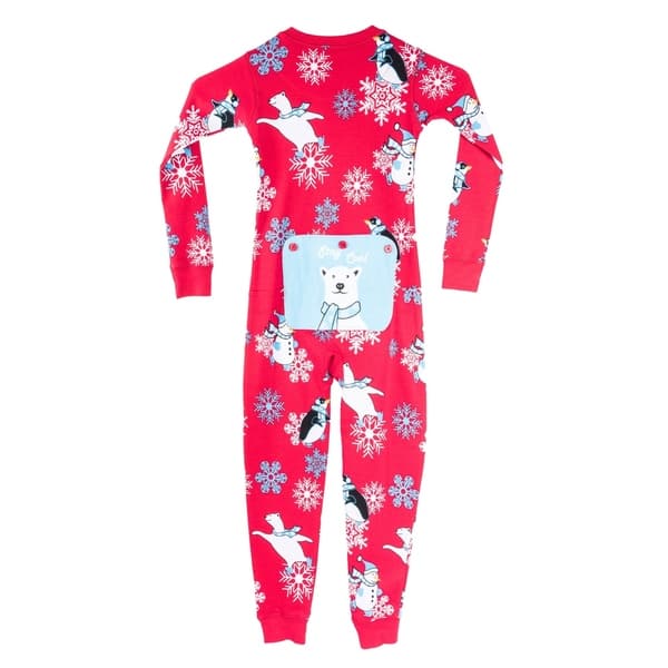 Shop Winter Fun Penguins Union Suit Boys Girls One Piece Pajamas Stay Cool Polar Bear Rear Flap Overstock