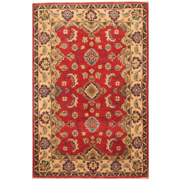 Handmade Herat Oriental Afghan Hand-knotted Kazak Wool Rug (Afghanistan) - 2'8 x 4'2