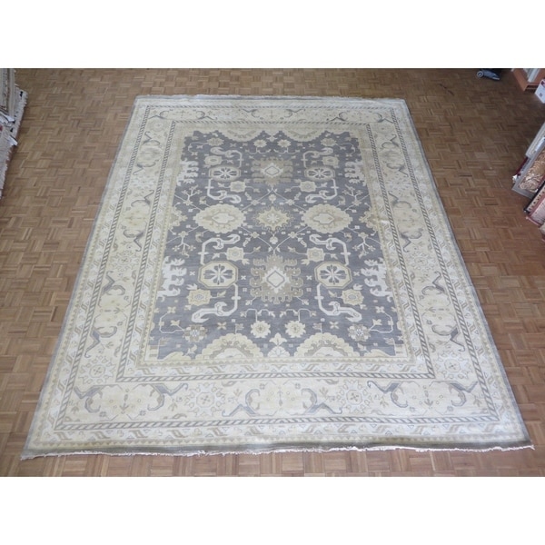 Hand Knotted Gray Oushak with Wool Oriental Rug