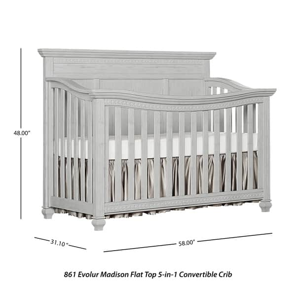 Shop Evolur Madison 5 In 1 Flat Top Convertible Crib Antique Grey