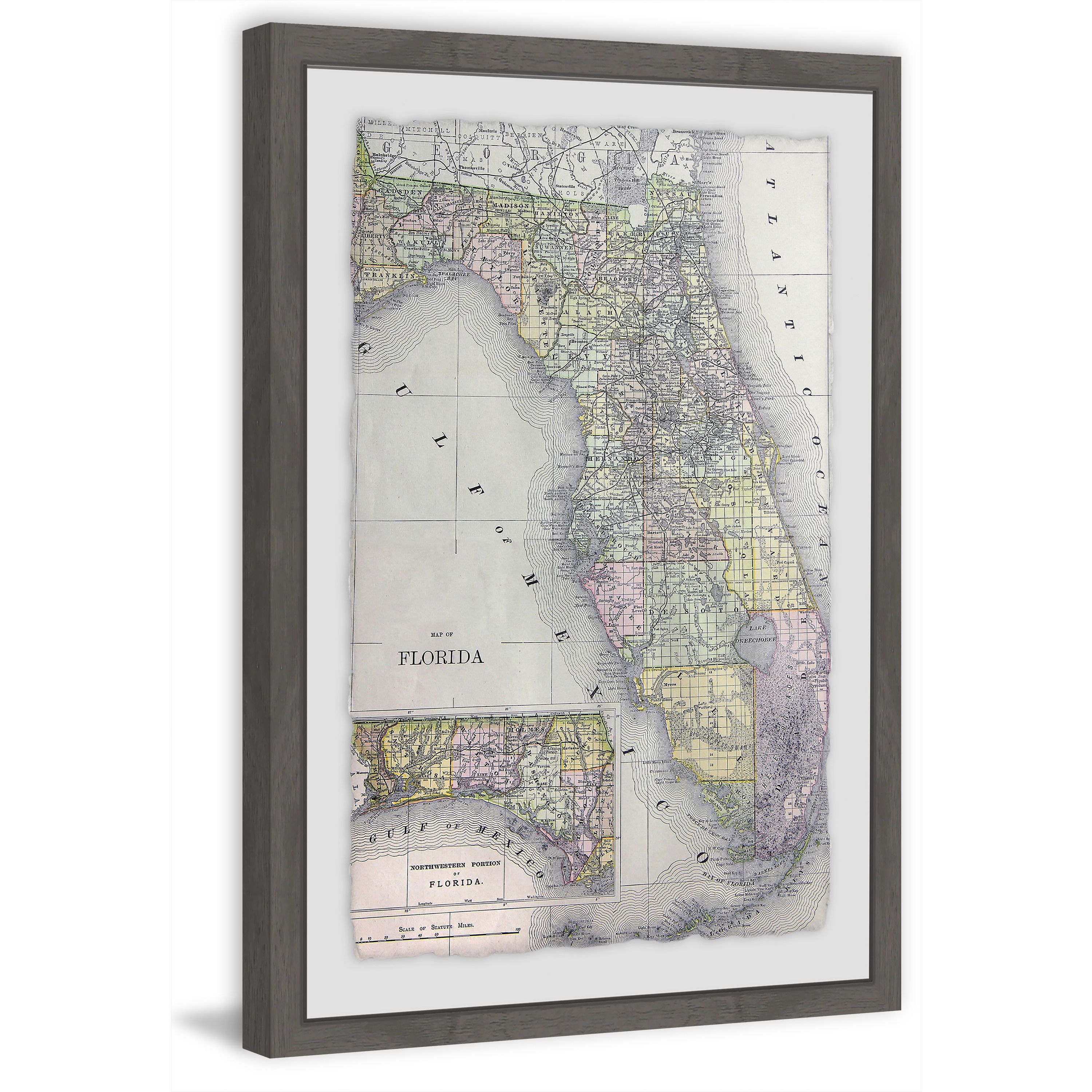 Shop Marmont Hill Handmade Florida Map Framed Print Overstock