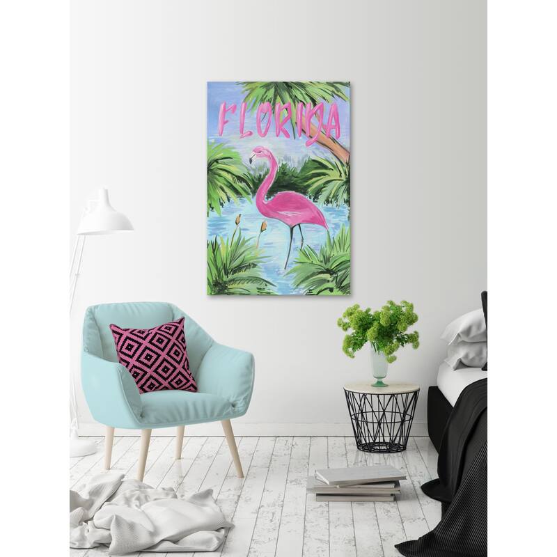 'Florida Flamingo II' Painting Print on Wrapped Canvas
