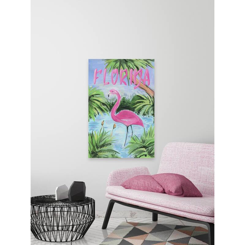'Florida Flamingo II' Painting Print on Wrapped Canvas