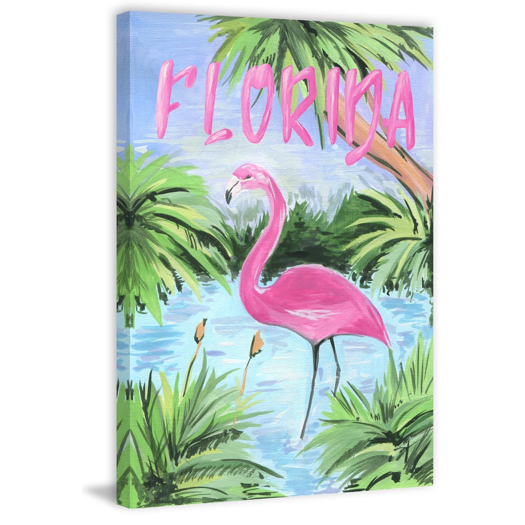 'Florida Flamingo II' Painting Print on Wrapped Canvas