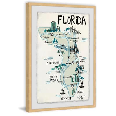 'Landmarks in Florida' Framed Painting Print - Multi-Color