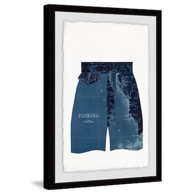 'Navy Shorts' Framed Painting Print - Multi-Color