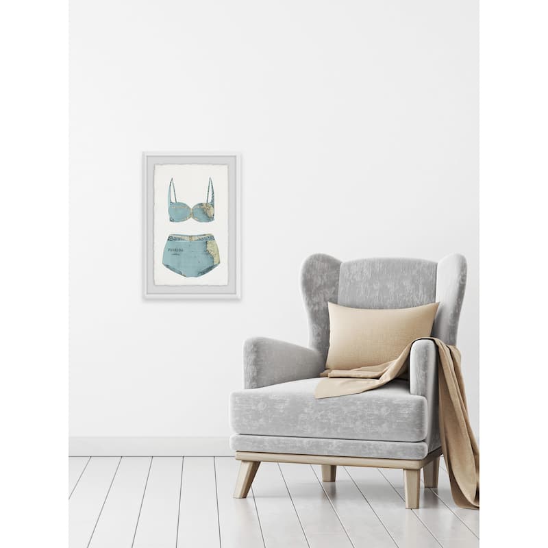 'Teal Bikini' Framed Painting Print - Multi-Color