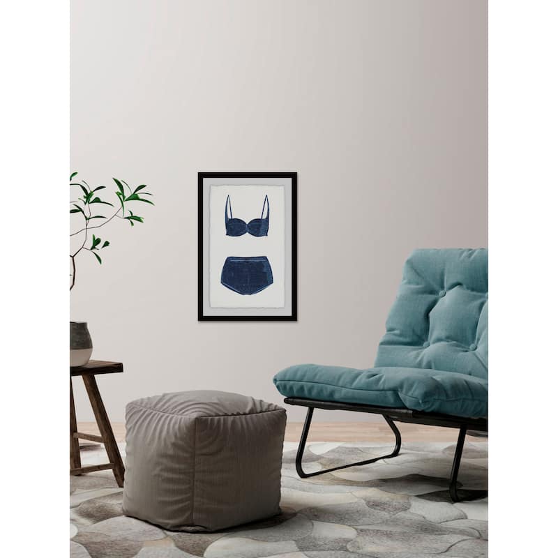 'Navy Bikini' Framed Painting Print - Multi-Color