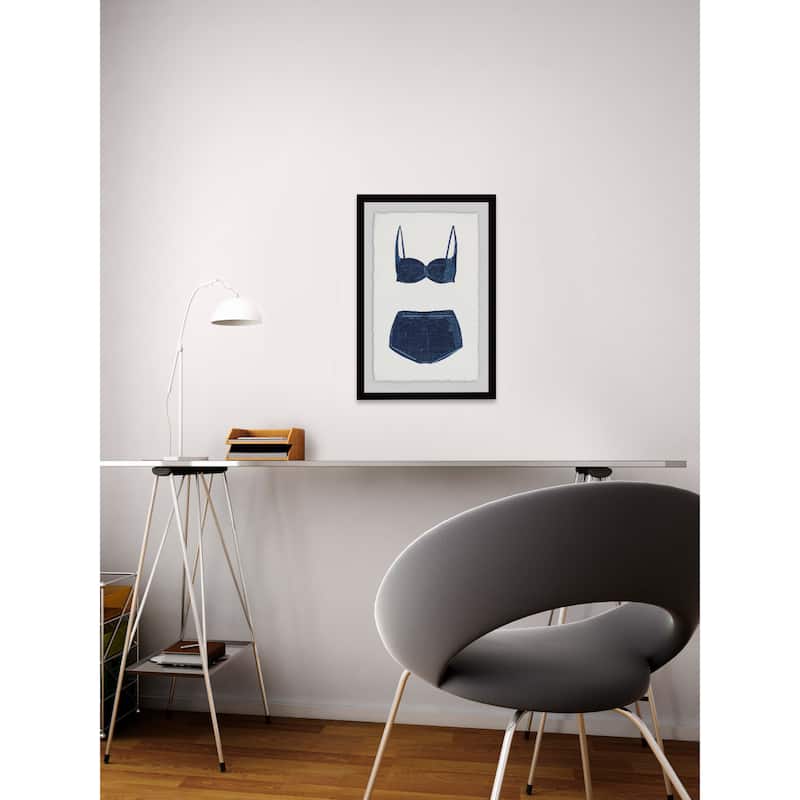 'Navy Bikini' Framed Painting Print - Multi-Color