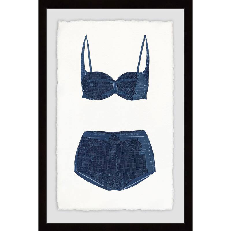'Navy Bikini' Framed Painting Print - Multi-Color