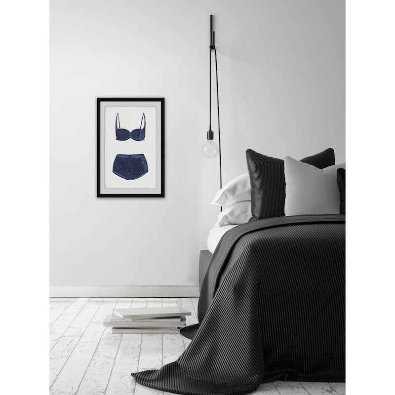'Navy Bikini' Framed Painting Print - Multi-Color