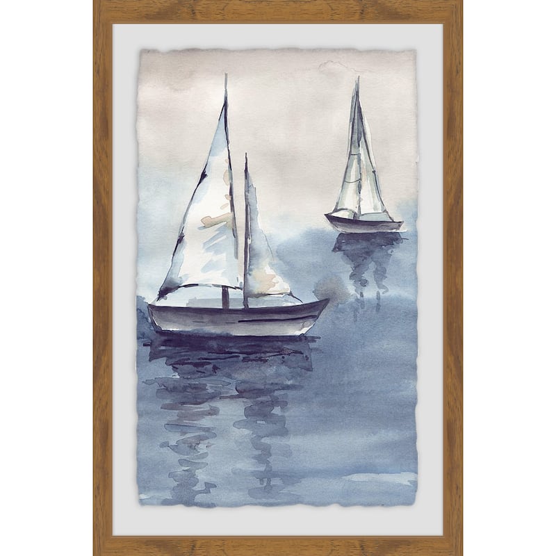 'Calm Sea' Framed Painting Print - Multi-Color