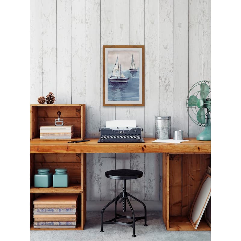 'Calm Sea' Framed Painting Print - Multi-Color