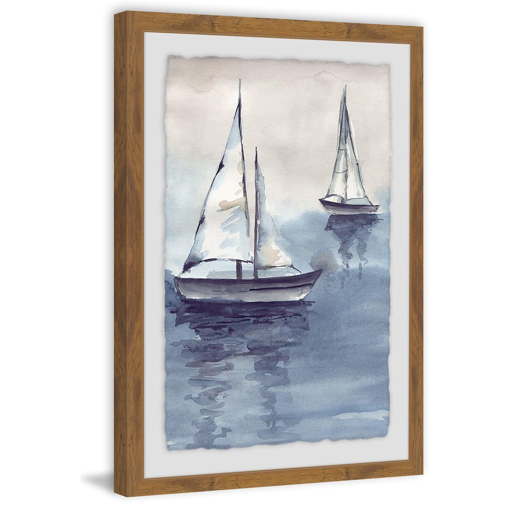'Calm Sea' Framed Painting Print - Multi-Color