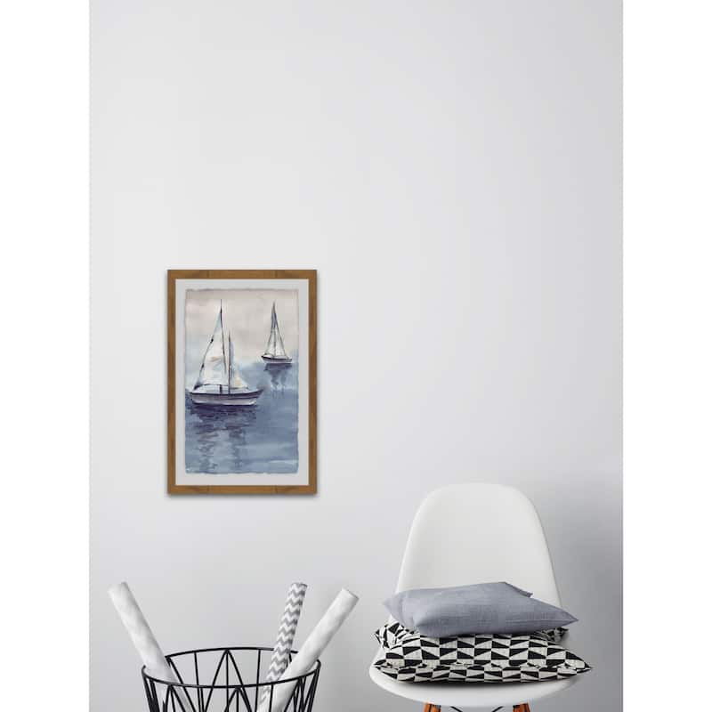 'Calm Sea' Framed Painting Print - Multi-Color