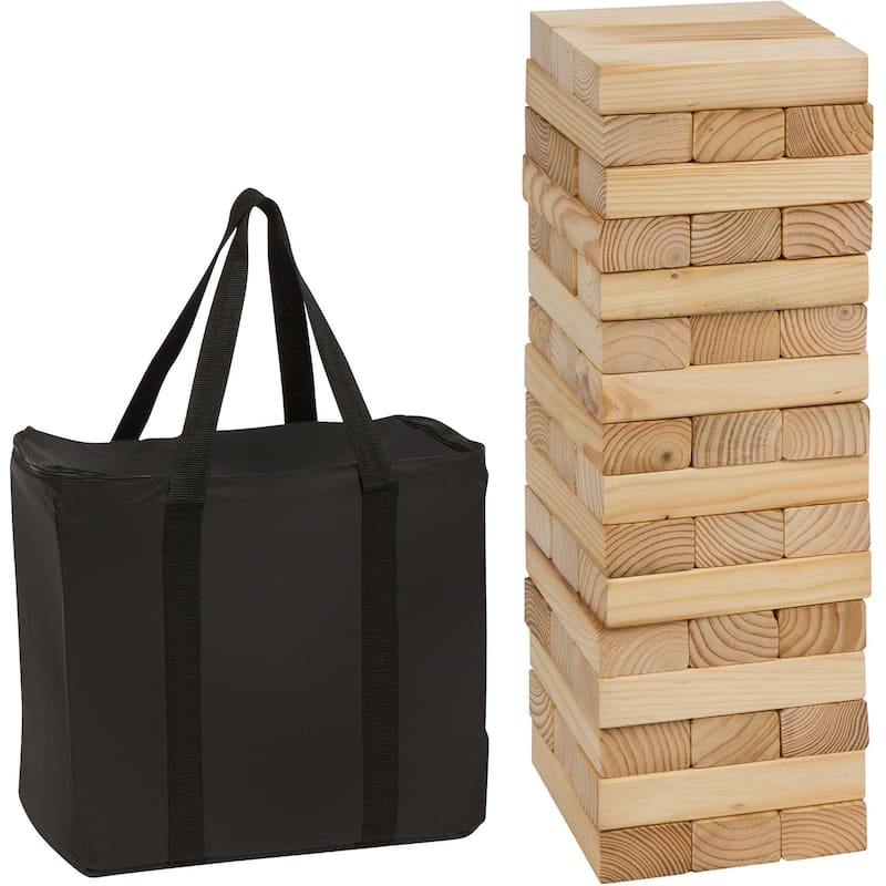 48 Piece 1.5'Tall Giant Wooden Stacking Puzzle Game with Carry Case