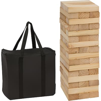 48 Piece 1.5'Tall Giant Wooden Stacking Puzzle Game with Carry Case