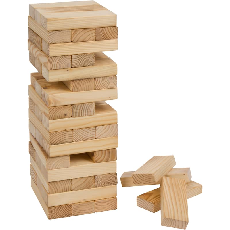 48 Piece 1.5'Tall Giant Wooden Stacking Puzzle Game with Carry Case