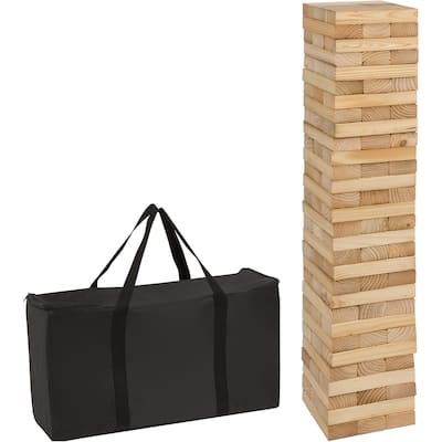 90 Piece 3' Tall Giant Wooden Stacking Puzzle Game with Carry Case