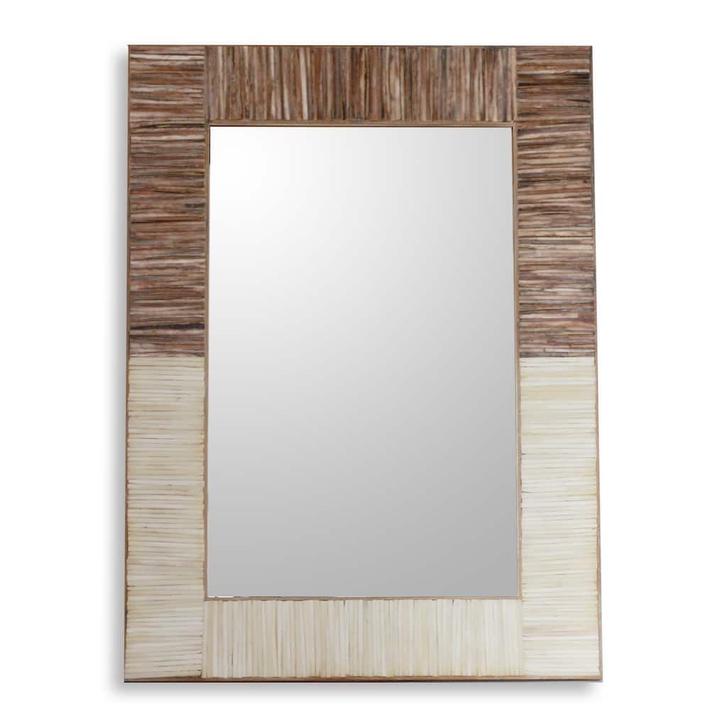 Handmade Wall Mirror, 'Natural Memories' (India) - Brown