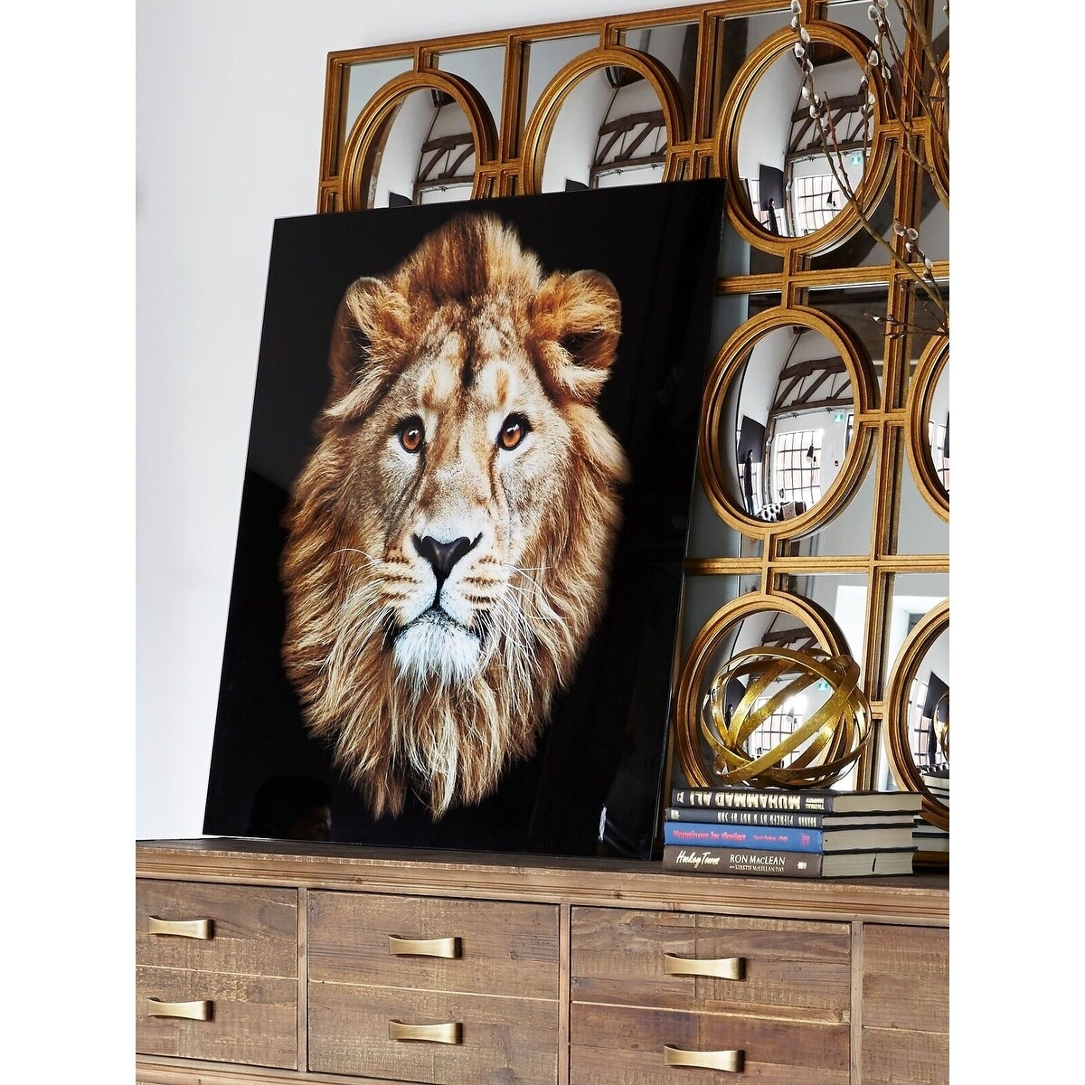 廃番】Picture Glass Face Lion 80x80cm - iplace.co.il