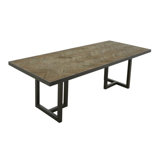 Aurelle Home Harriet Industrial Farmhouse Oak Rectangular Dining Table - Cappuccino - 30" x 94.5" x 39.5"