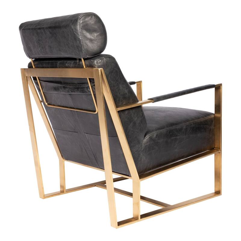Aurelle Home Modern Gold and Black Rustic Leather Chair - Overstock ...