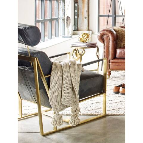 Aurelle Home Modern Gold and Black Rustic Leather Chair