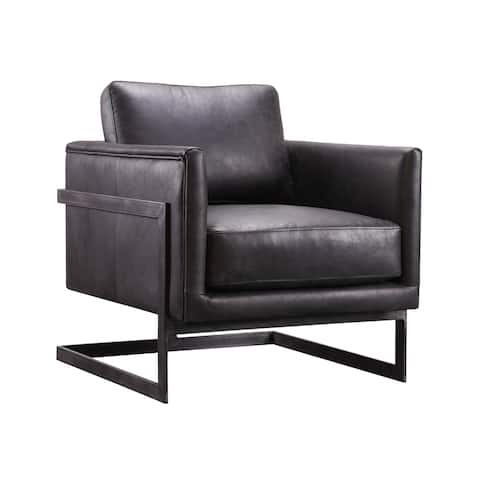 Aurelle Home Industrial Top Grain Leather Accent Chair