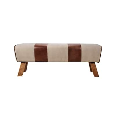 Aurelle Home Modern Eclectic Leather and Canvas Bench