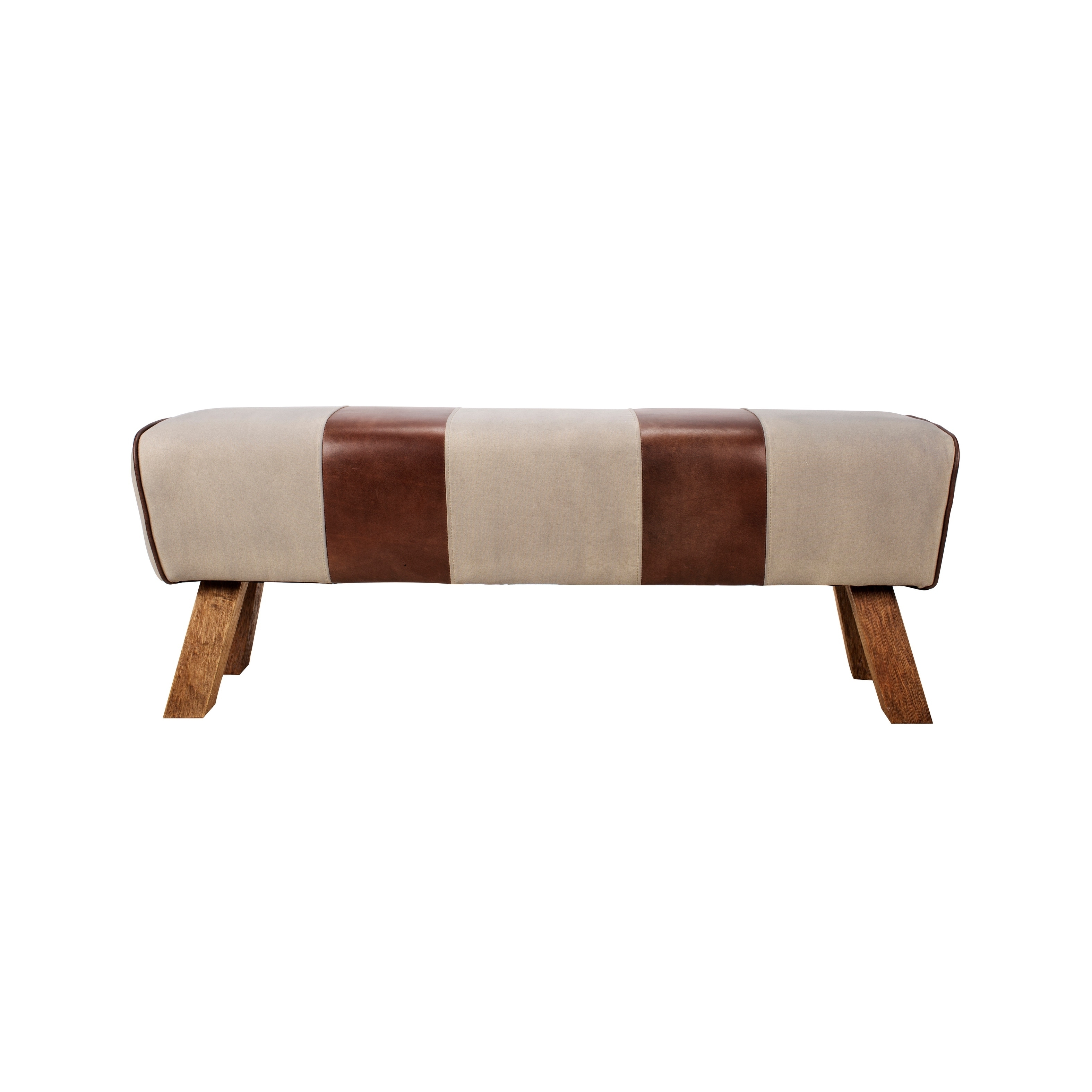 Aurelle Home Modern Eclectic Leather and Canvas Bench