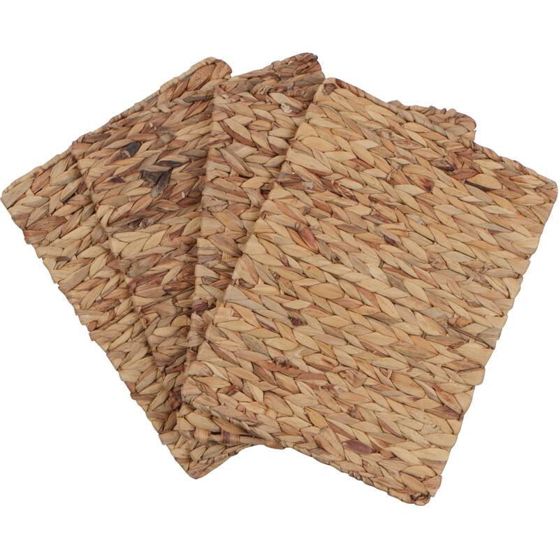 Trademark Innovations Woven Natural Hyacinth Indoor or Outdoor Placemats (Set of 4)