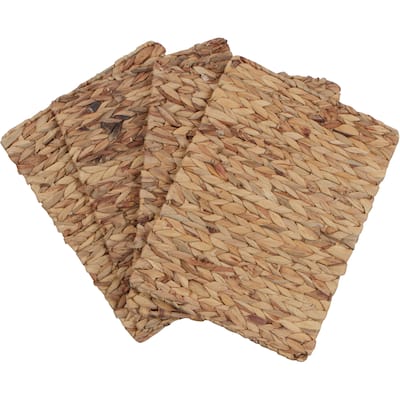 Trademark Innovations Woven Natural Hyacinth Indoor or Outdoor Placemats (Set of 4)
