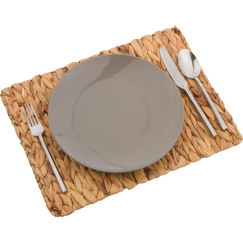 Trademark Innovations Woven Natural Hyacinth Indoor or Outdoor Placemats (Set of 4)