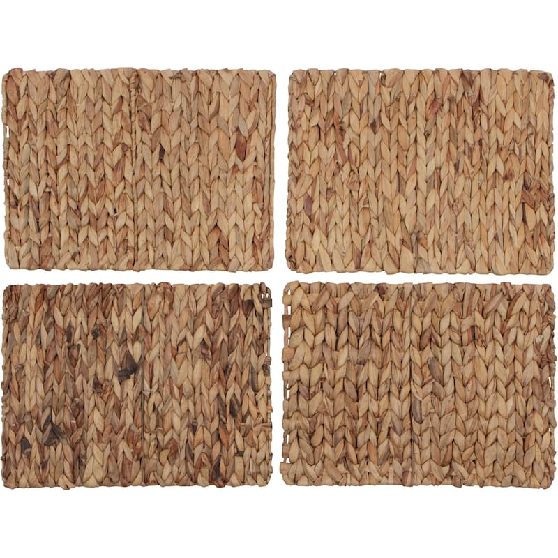 Trademark Innovations Woven Natural Hyacinth Indoor or Outdoor Placemats (Set of 4)