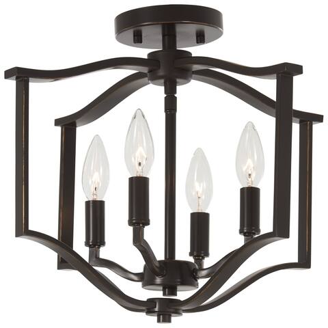 Elyton Downton Bronze With Gold Highl 4 Light Semi Flush By Minka Lavery