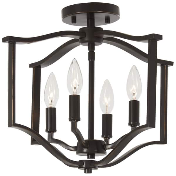 slide 1 of 1, Elyton Downton Bronze With Gold Highl 4 Light Semi Flush By Minka Lavery