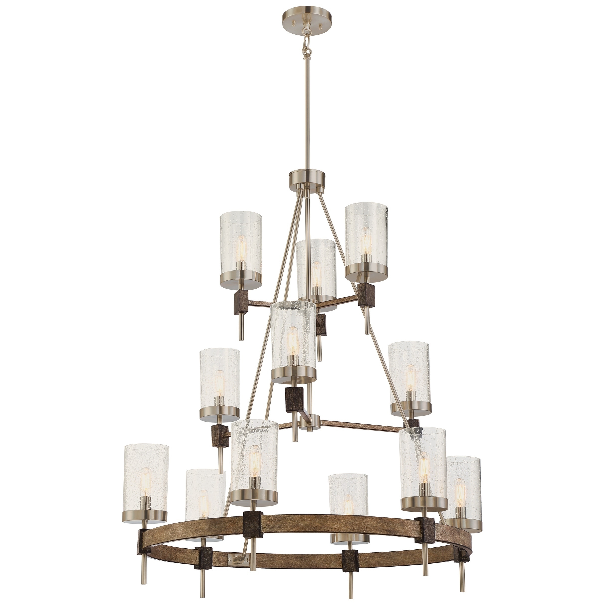 Minka Lavery Bridlewood 12-Light Stone Grey W/Brushed Nickel Chandelier - Chandeliers For Bedrooms by Overstock.com