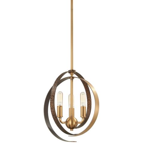 Minka Lavery Criterium 3-Light Aged Brass W/Textured Iron Pendant