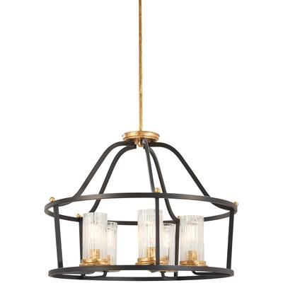 Minka Lavery Posh Horizon 5-Light Sand Black W/Gold Leaf Pendant