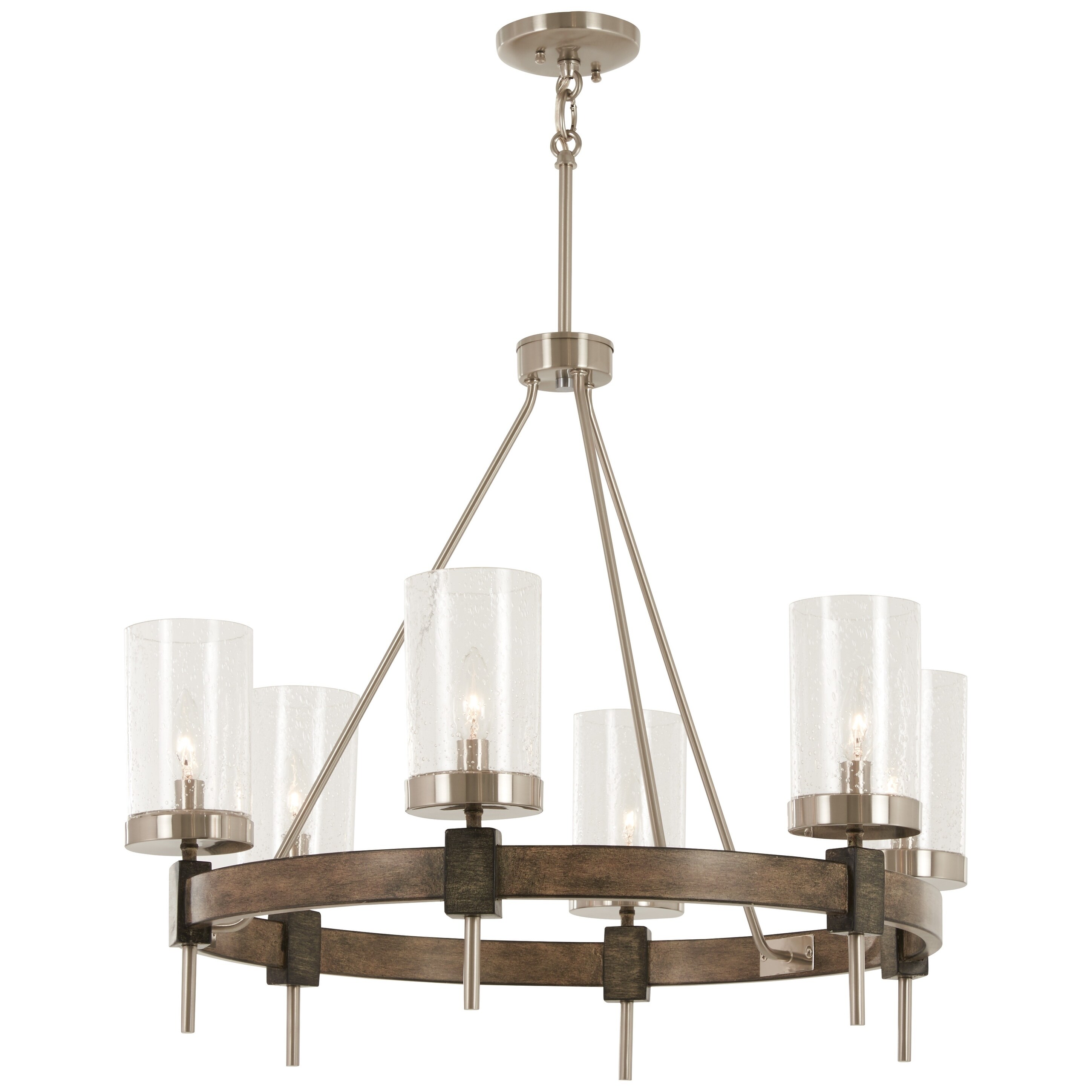 Minka Lavery Bridlewood 6-Light Stone Grey W/Brushed Nickel Chandelier - Chandeliers For Bedrooms by Overstock.com