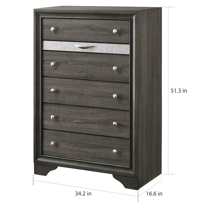 Talmadge Contemporary White 6-Drawer Chest by Silver Orchid - Grey