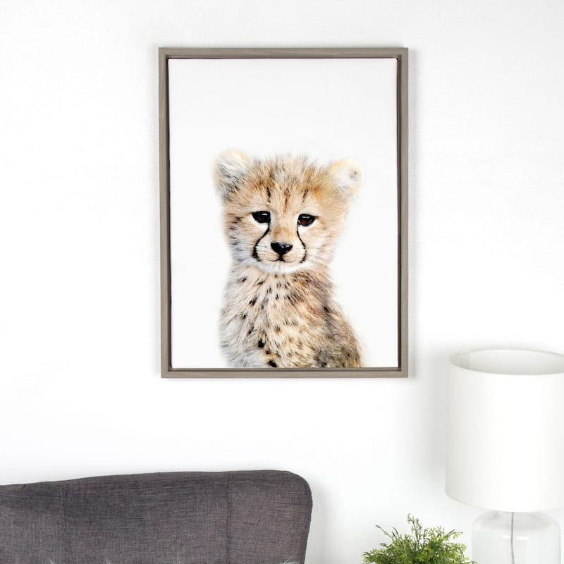 Kate and Laurel Sylvie Cheetah Framed Canvas by Amy Peterson