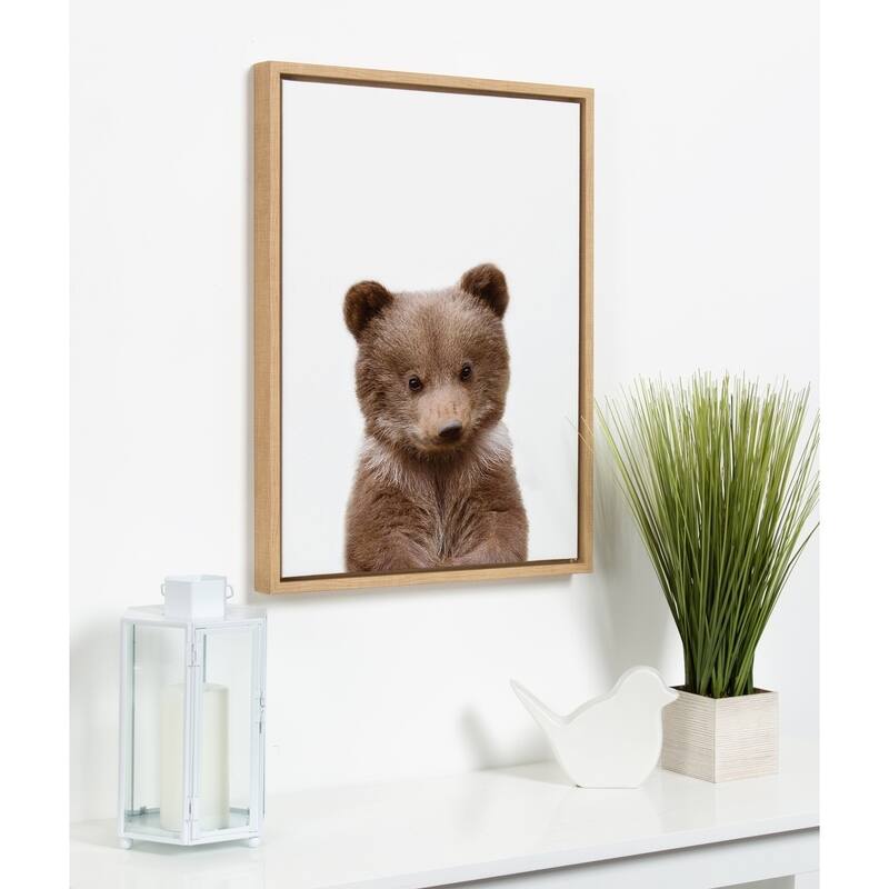 Kate and Laurel Sylvie Baby Bear Framed Canvas by Amy Peterson - 23x33 - Plastic - Natural