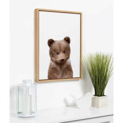 Kate and Laurel Sylvie Baby Bear Framed Canvas by Amy Peterson