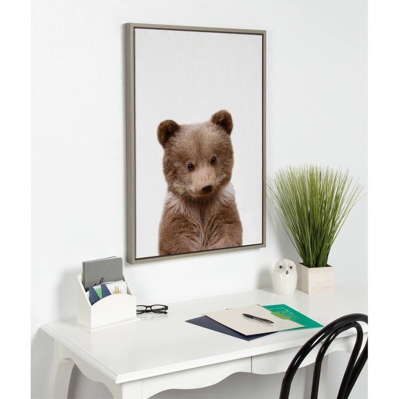 Kate and Laurel Sylvie Baby Bear Framed Canvas by Amy Peterson