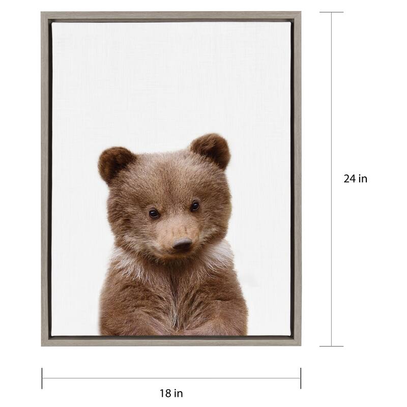 Kate and Laurel Sylvie Baby Bear Framed Canvas by Amy Peterson